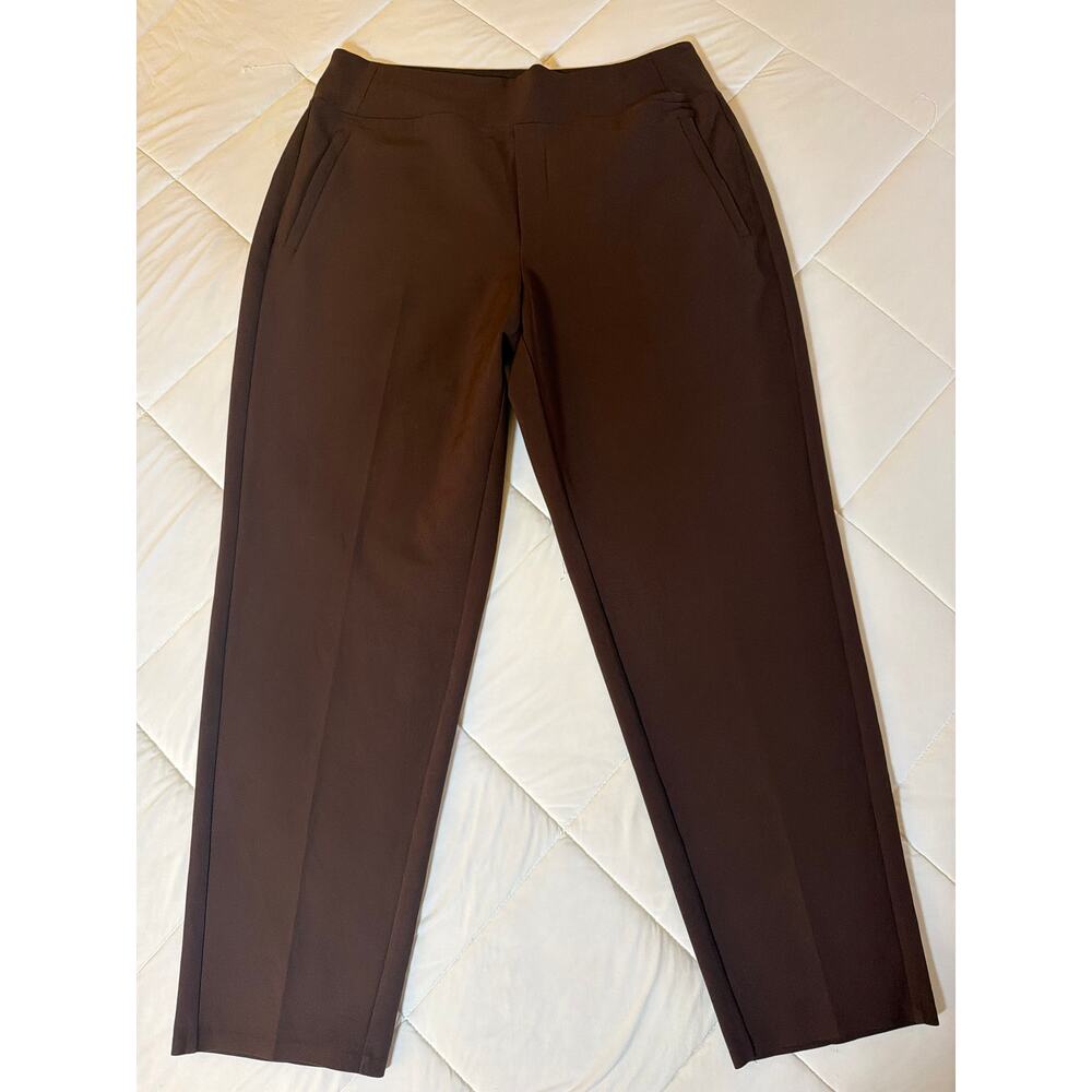 Athleta Wide Leg Draped Pull On Chocolate Brown Trousers Size 12